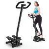 Stair Stepper Machine with Handlebar-Mini Steppers for Exercise with 300LBS Loading Capacity, Hydraulic Fitness Stepper with LCD Monitor(Black)