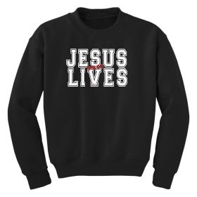 Girls Graphic Sweatshirt, Jesus Saves Lives White Red Illustration