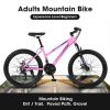 S26103 26 inch Mountain Bike for Teenagers Girls Women, Shimano 21 Speeds with Dual Disc Brakes and 100mm Front Suspension, White/Pink