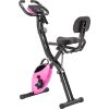 Folding Exercise Bike, Fitness Upright and Recumbent X-Bike with 16-Level Adjustable Resistance, Arm Bands and Backrest