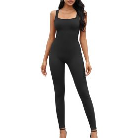 Women Yoga Romper Workout Ribbed Sleeveless Sport Stretch Jumpsuit Playsuit (size: S)